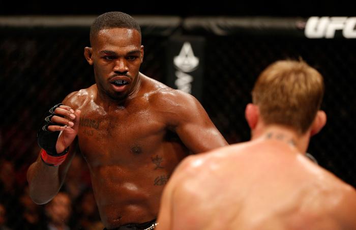TORONTO, CANADA - SEPTEMBER 21: (L-R) Jon 'Bones' Jones stares down Alexander 'The Mauler' Gustafsson in their UFC light heavyweight championship bout at the Air Canada Center on September 21, 2013 in Toronto, Ontario, Canada. (Photo by Josh Hedges/Zuffa LLC via Getty Images)