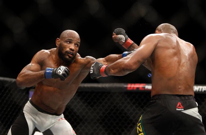 Yoel Romero in a middleweight fight during UFC 194 on December 12, 2015 in Las Vegas, Nevada.