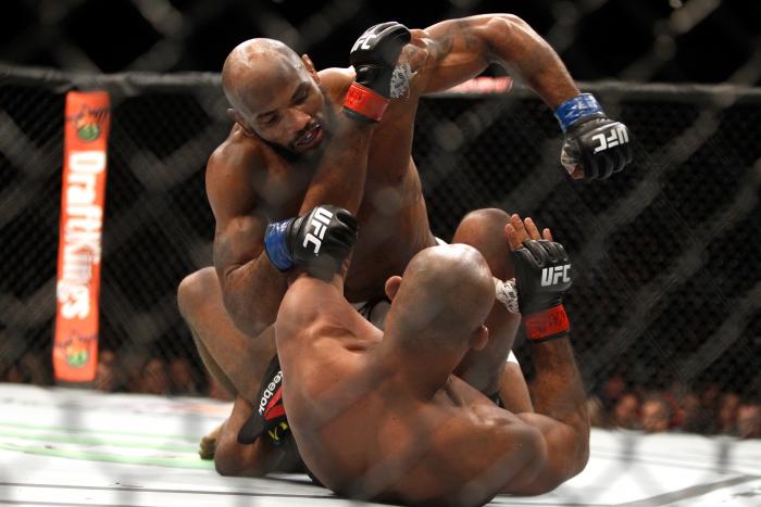 Yoel Romero in a middleweight fight during UFC 194 on December 12, 2015 in Las Vegas, Nevada.