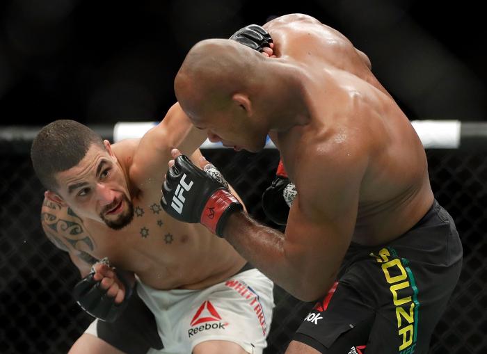 Robert Whittaker throws a punch during UFC Fight Night at the Sprint Center on April 15, 2017 in Kansas City, Missouri.