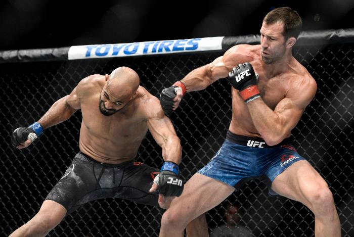 PERTH, AUSTRALIA - FEBRUARY 10: Luke Rockhold poses on the scale during the UFC 221 weigh-in at Perth Arena on February 10, 2018 in Perth, Australia. (Photo by Jeff Bottari/Zuffa LLC/Zuffa LLC via Getty Images)