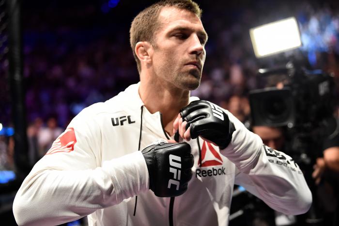 PERTH, AUSTRALIA - FEBRUARY 11: Luke Rockhold prepares to enter the Octagon before facing Yoel Romero of Cuba in their interim middleweight title bout during the UFC 221 event at Perth Arena on February 11, 2018 in Perth, Australia. (Photo by Jeff Bottari/Zuffa LLC/Zuffa LLC via Getty Images)