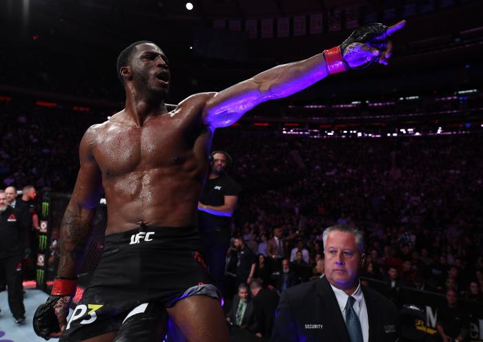 NEW YORK, NY - NOVEMBER 03: Karl Roberson celebrates after the conclusion of his middleweight bout against Jack Marshman of South Wales during the UFC 230 event inside Madison Square Garden on November 3, 2018 in New York, New York. (Photo by Jeff Bottari/Zuffa LLC via Getty Images)