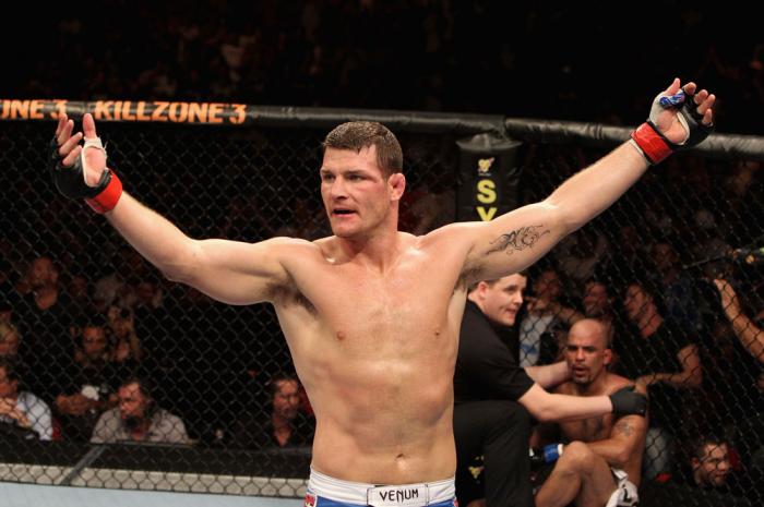 Michael Bisping celebrates his win