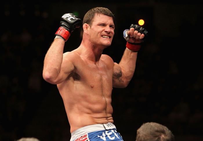 Michael Bisping celebrates his win