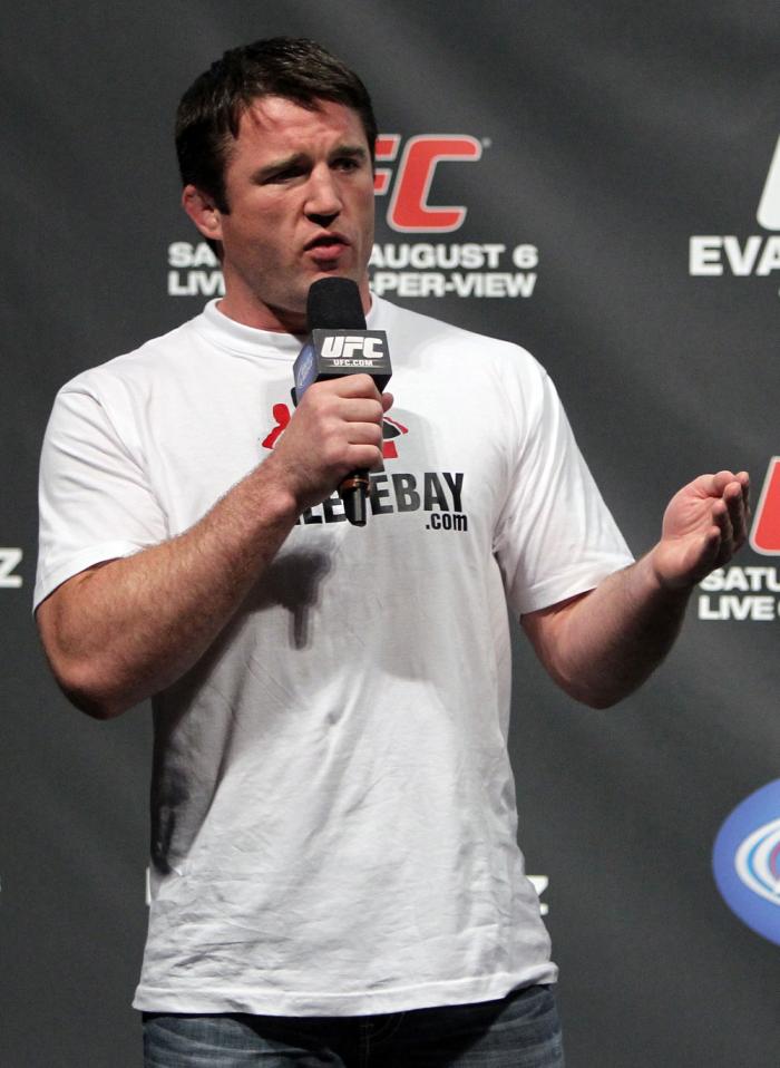 Chael Sonnen interacts with the fans at the UFC Fight Club Q&A before the UFC 133 Weigh-in.