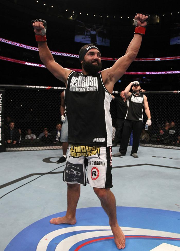 UFC 133: Johny Hendricks celebrates his win.