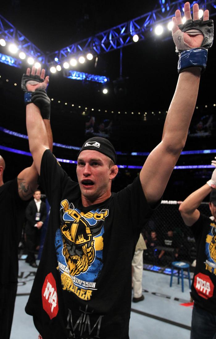 UFC 133: Alexander Gustafsson celebrates his win.