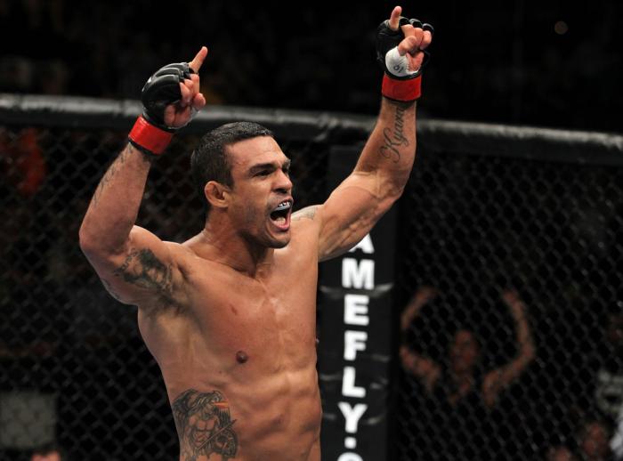UFC 133: Vitor Belfort celebrates his win.