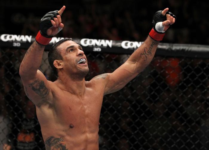 UFC 133: Vitor Belfort celebrates his win.