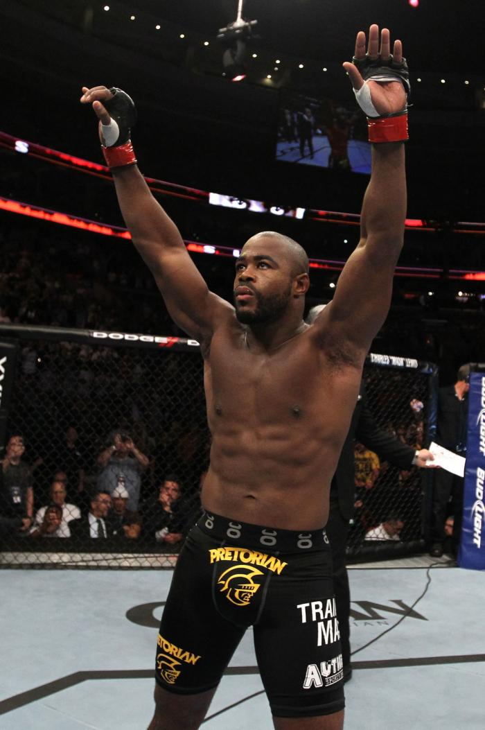 UFC 133: Rashad Evans celebrates his win.