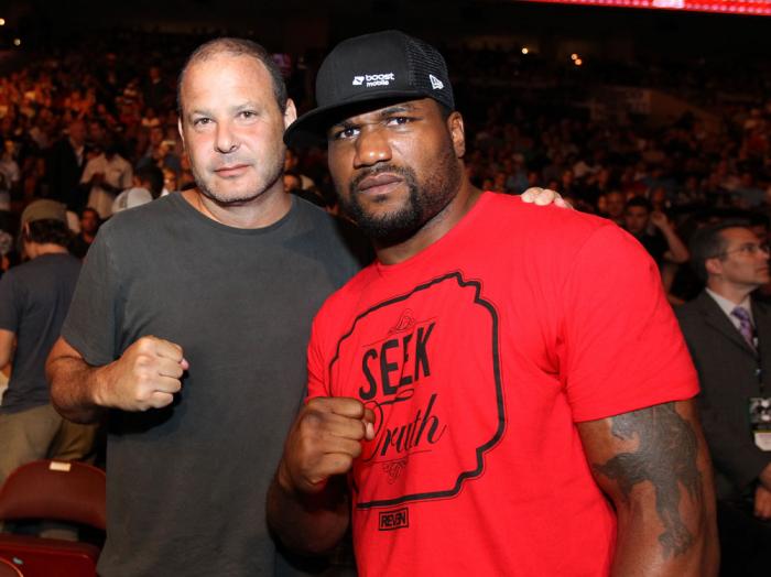 UFC 133: Quinton "Rampage" Jackson and designer Reed Krakoff pose for a photo octagonside.