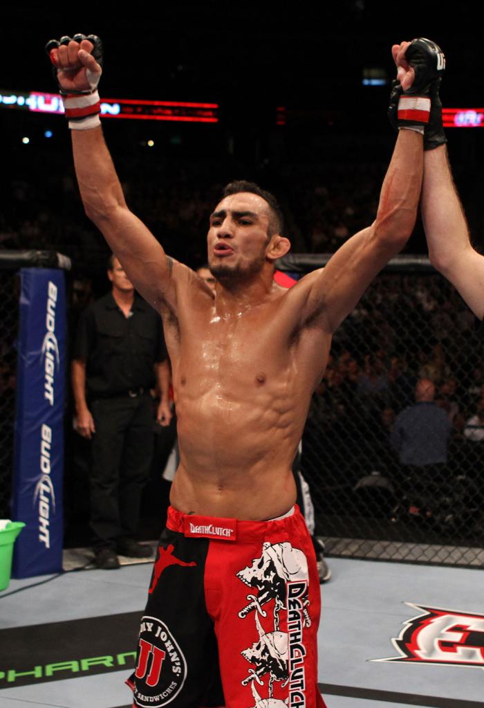 Tony Ferguson celebrates his win