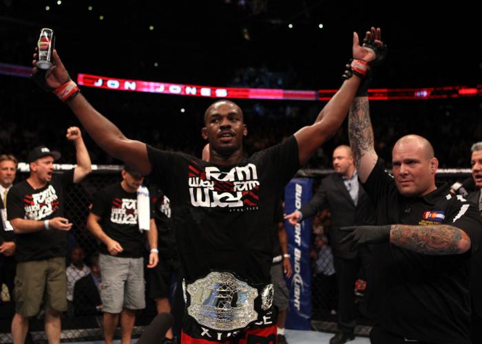 Jon Jones celebrates his win