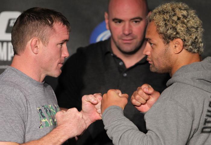 Matt Hughes faces off with Josh Koscheck