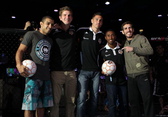 UFC Featherweight Champion Jose Aldo, Houston Dynamo defender Bobby Boswell, Houston Dynamo midfielder Geoff Cameron, Houston Dynamo defender Corey Ashe, and UFC Featherweight title challenger Kenny Florian