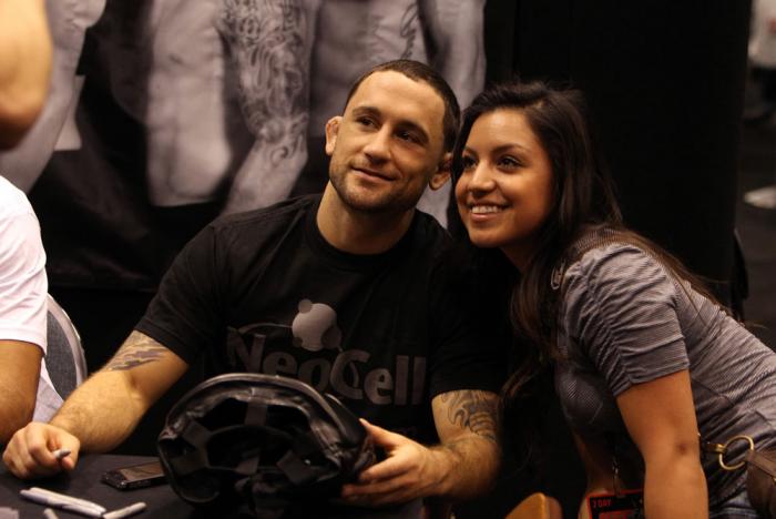 Lightweight Champion Frankie Edgar poses with fans