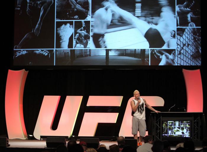 Jason "Mayhem" Miller addresses fans at the Q&A