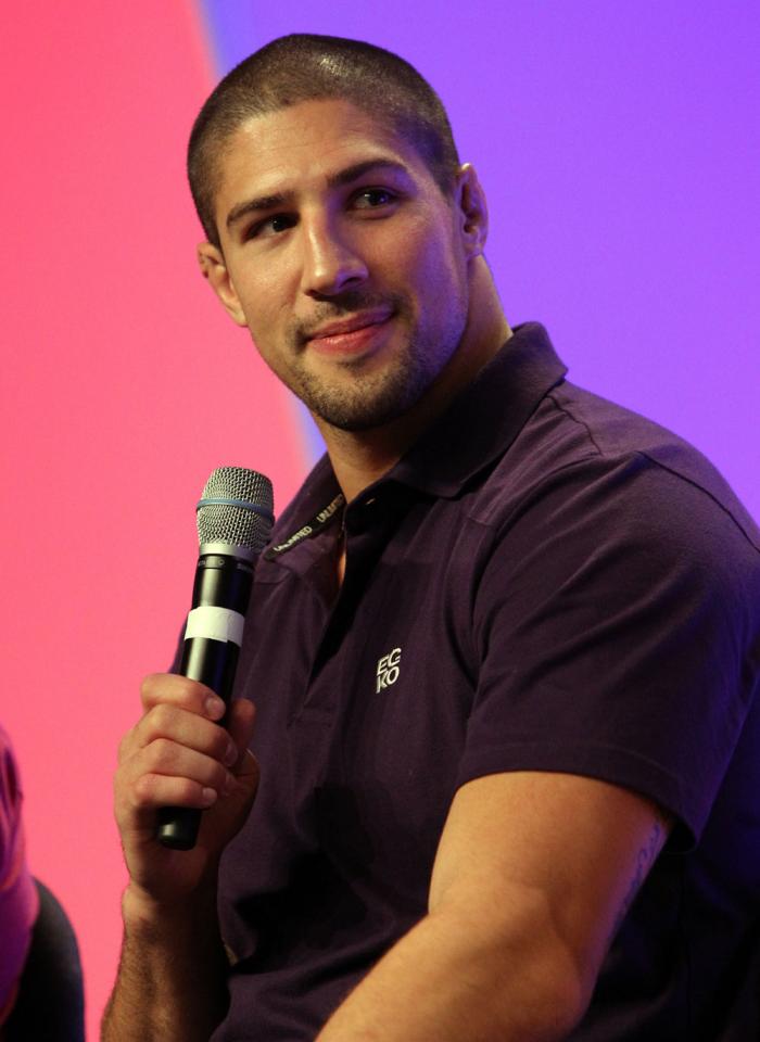 UFC fighter Brendan Schaub attends a Q&A session with former cast members of The Ultimate Fighter on the main stage at the UFC Fan Expo