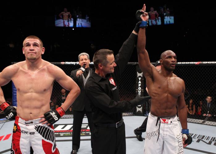 Clifford Starks celebrates his win over Dustin Jacoby