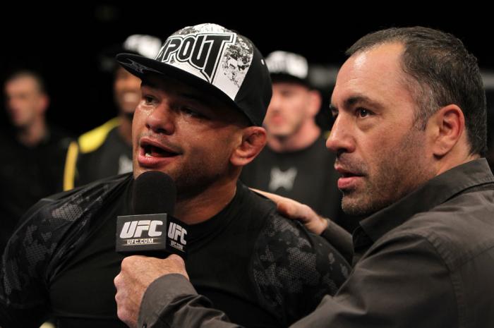 Thiago Alves with Joe Rogan after the fight