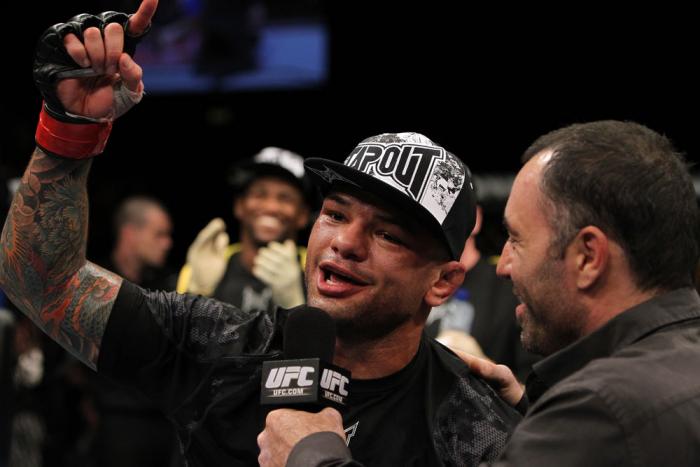Thiago Alves with Joe Rogan after the fight