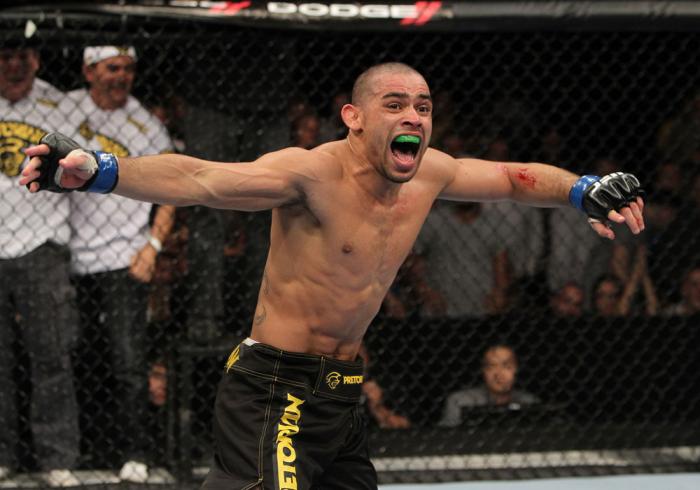 Renan Barao celebrates