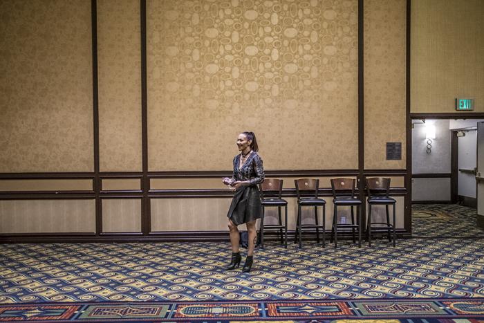 Cris Cyborg waits for the UFC 232 press conference