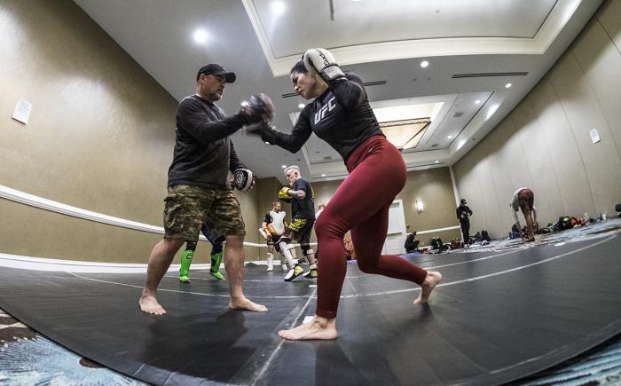 Rachael Ostovich evening workout during UFC Brooklyn Fight Week