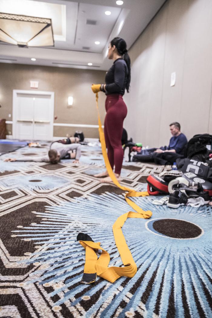 Rachael Ostovich evening workout during UFC Brooklyn Fight Week