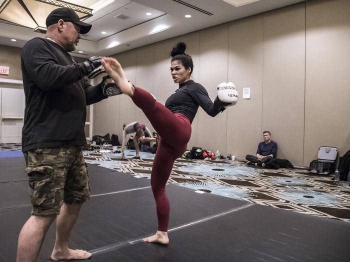 Rachael Ostovich evening workout during UFC Brooklyn Fight Week