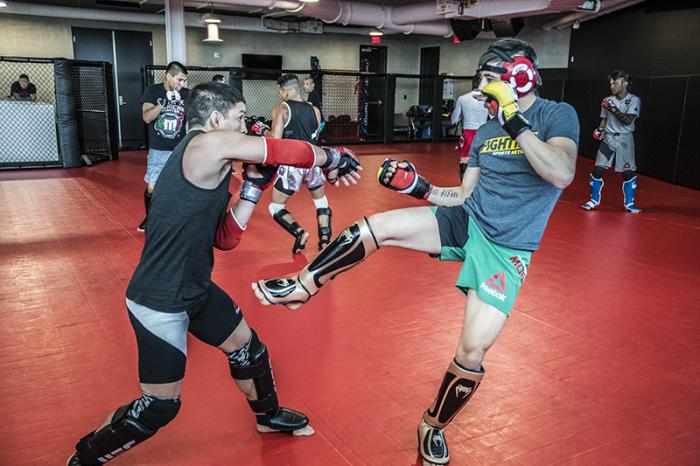 Las Vegas 3/20/18 - Flyweight Brandon Moreno of Mexico training with Joseph Benavidez at the UFC Performance Institute in Las Vegas in preparation for UFC 223.