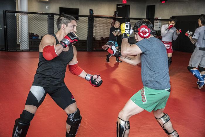 Las Vegas 3/20/18 - Flyweight Brandon Moreno of Mexico training with Joseph Benavidez at the UFC Performance Institute in Las Vegas in preparation for UFC 223.