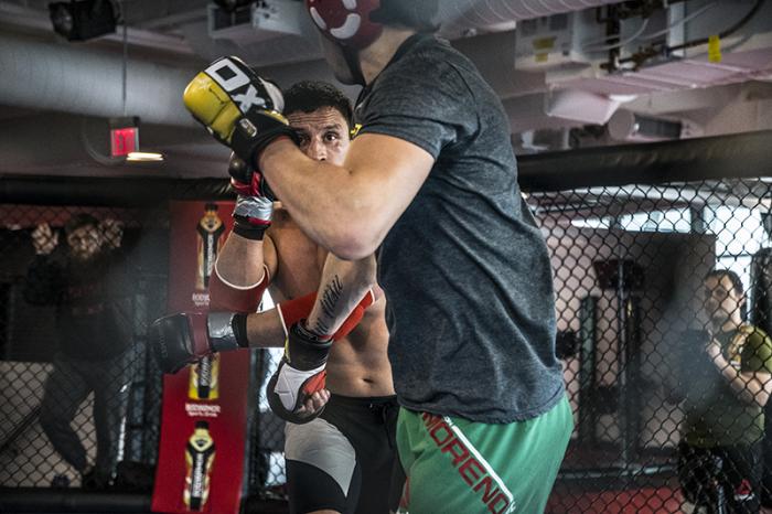 Las Vegas 3/20/18 - Flyweight Brandon Moreno of Mexico training with Joseph Benavidez at the UFC Performance Institute in Las Vegas in preparation for UFC 223.