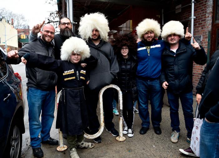 BROOKLYN, NY - APRIL 04: Fans pose prior to entering the UFC 223 Press Conference at the Music Hall of Williamsburg on April 4, 2018 in Brooklyn, New York. (Photo by Jeff Bottari/Zuffa LLC/Zuffa LLC via Getty Images)