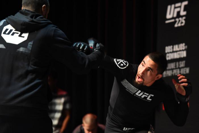 CHICAGO, ILLINOIS - JUNE 06: Robert Whittaker of New Zealand works out for fans and media during the UFC 225 Open Workouts at the Chicago Theatre on June 6, 2018 in Chicago, Illinois. (Photo by Josh Hedges/Zuffa LLC/Zuffa LLC via Getty Images)