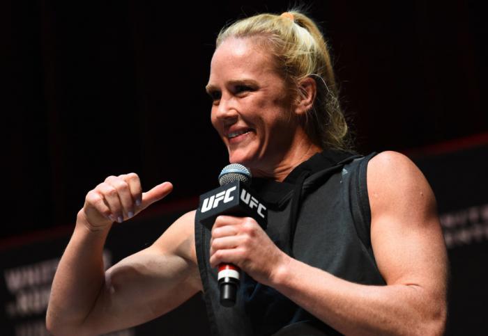 CHICAGO, ILLINOIS - JUNE 06: Holly Holm interacts with fans during the UFC 225 Open Workouts at the Chicago Theatre on June 6, 2018 in Chicago, Illinois. (Photo by Josh Hedges/Zuffa LLC/Zuffa LLC via Getty Images)