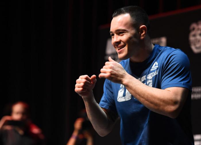 CHICAGO, ILLINOIS - JUNE 06: Colby Covington works out for fans and media during the UFC 225 Open Workouts at the Chicago Theatre on June 6, 2018 in Chicago, Illinois. (Photo by Josh Hedges/Zuffa LLC/Zuffa LLC via Getty Images)
