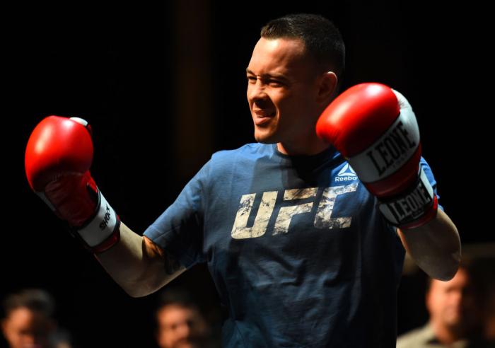 CHICAGO, ILLINOIS - JUNE 06: Colby Covington works out for fans and media during the UFC 225 Open Workouts at the Chicago Theatre on June 6, 2018 in Chicago, Illinois. (Photo by Josh Hedges/Zuffa LLC/Zuffa LLC via Getty Images)