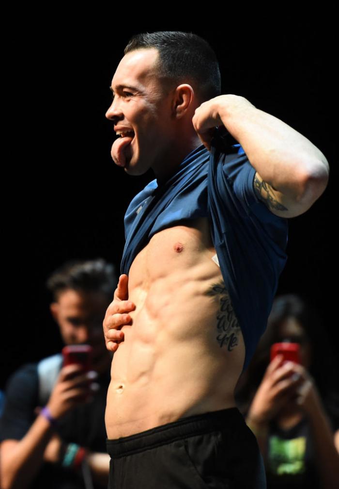 CHICAGO, ILLINOIS - JUNE 06: Colby Covington works out for fans and media during the UFC 225 Open Workouts at the Chicago Theatre on June 6, 2018 in Chicago, Illinois. (Photo by Josh Hedges/Zuffa LLC/Zuffa LLC via Getty Images)