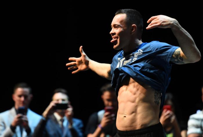 CHICAGO, ILLINOIS - JUNE 06: Colby Covington works out for fans and media during the UFC 225 Open Workouts at the Chicago Theatre on June 6, 2018 in Chicago, Illinois. (Photo by Josh Hedges/Zuffa LLC/Zuffa LLC via Getty Images)