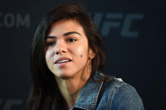 CHICAGO, ILLINOIS - JUNE 07: Claudia Gadelha of Brazil interacts with media during the UFC 225 Ultimate Media Day at the United Center on June 7, 2018 in Chicago, Illinois. (Photo by Josh Hedges/Zuffa LLC/Zuffa LLC via Getty Images)