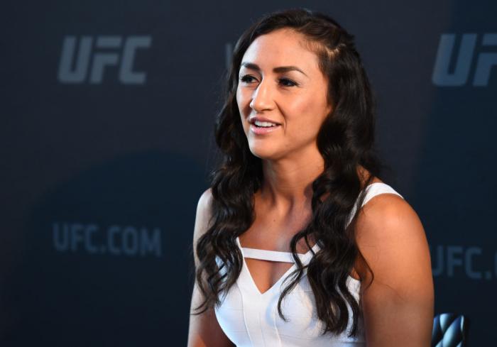 CHICAGO, ILLINOIS - JUNE 07: Carla Esparza interacts with media during the UFC 225 Ultimate Media Day at the United Center on June 7, 2018 in Chicago, Illinois. (Photo by Josh Hedges/Zuffa LLC/Zuffa LLC via Getty Images)