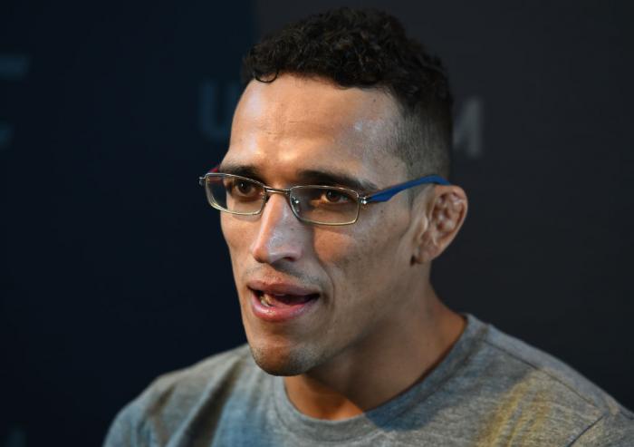 CHICAGO, ILLINOIS - JUNE 07: Charles Oliveira of Brazil interacts with media during the UFC 225 Ultimate Media Day at the United Center on June 7, 2018 in Chicago, Illinois. (Photo by Josh Hedges/Zuffa LLC/Zuffa LLC via Getty Images)
