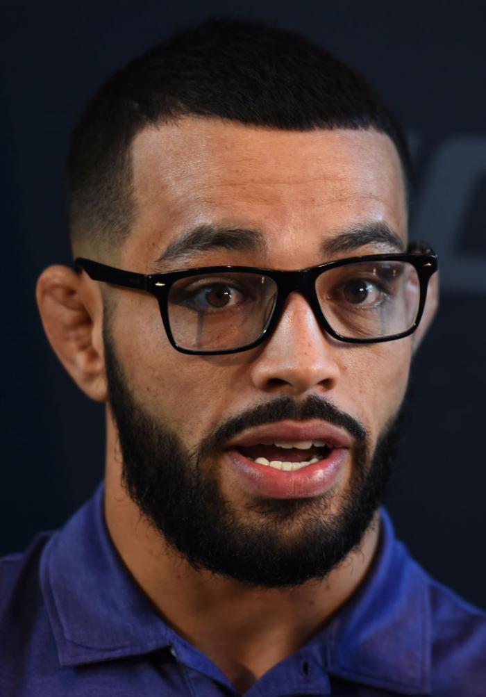 CHICAGO, ILLINOIS - JUNE 07: Dan Ige interacts with media during the UFC 225 Ultimate Media Day at the United Center on June 7, 2018 in Chicago, Illinois. (Photo by Josh Hedges/Zuffa LLC/Zuffa LLC via Getty Images)