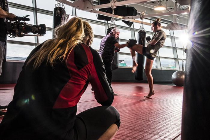Las Vegas 5/27/18 - Antonina Shevchenko at the UFC Performance Institute in las Vegas preparing for Dana White's Tuesday Night Contender Series. He sister Valentina Shevchenko watches. (Photo credit: Juan Cardenas)