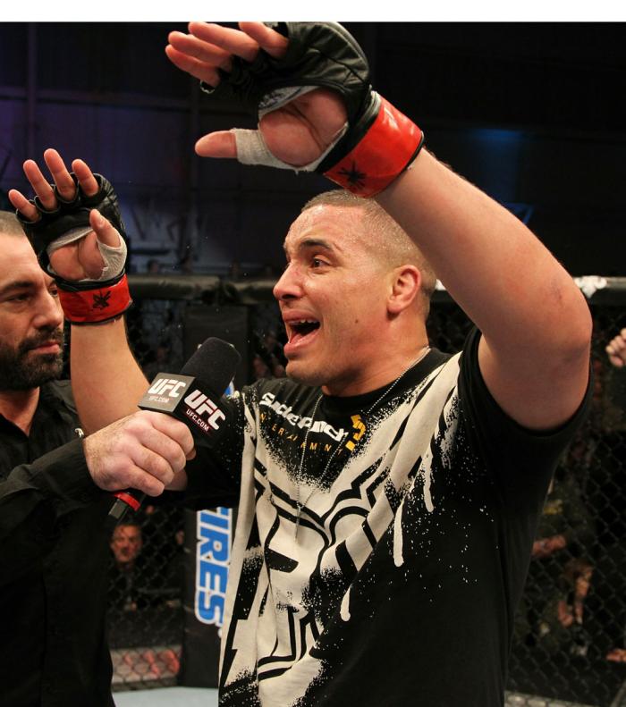 Pat Barry speaks with Joe Rogan after his win over Joey Beltran.