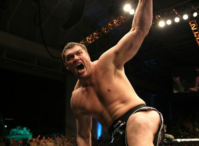 Matt Mitrione celebrates his win.