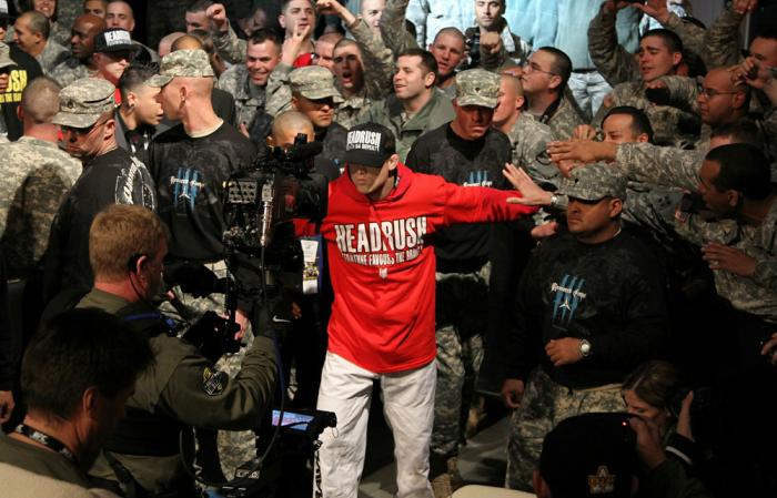 Evan Dunham enters the arena.