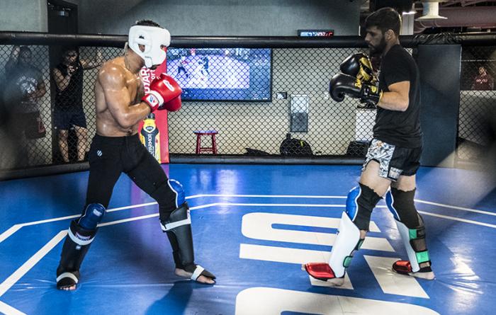 Las Vegas 4/11/18 - UFC fighters Kevin Lee and Yair Rodriguez sparring at the UFC Performance Institute in las Vegas. (Photo credit Juan Cardenas)